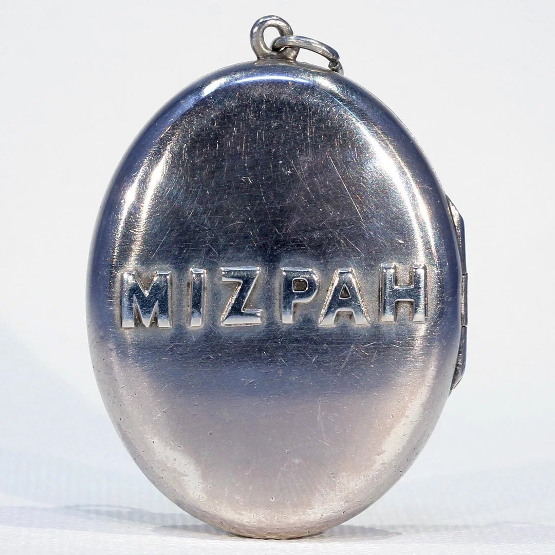 Victorian Silver Oval Mizpah Locket Pendant
