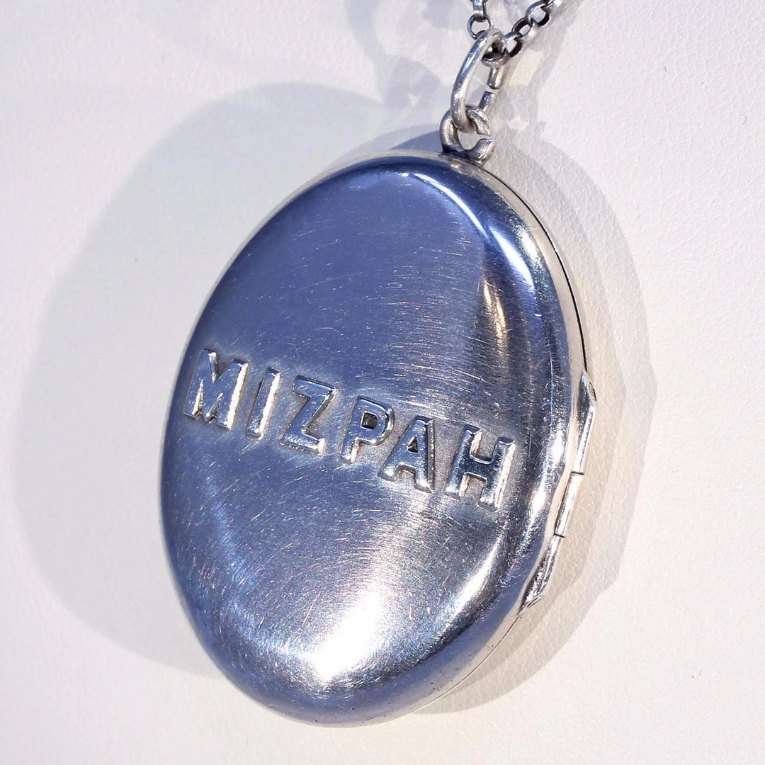 Victorian Silver Oval Mizpah Locket Pendant