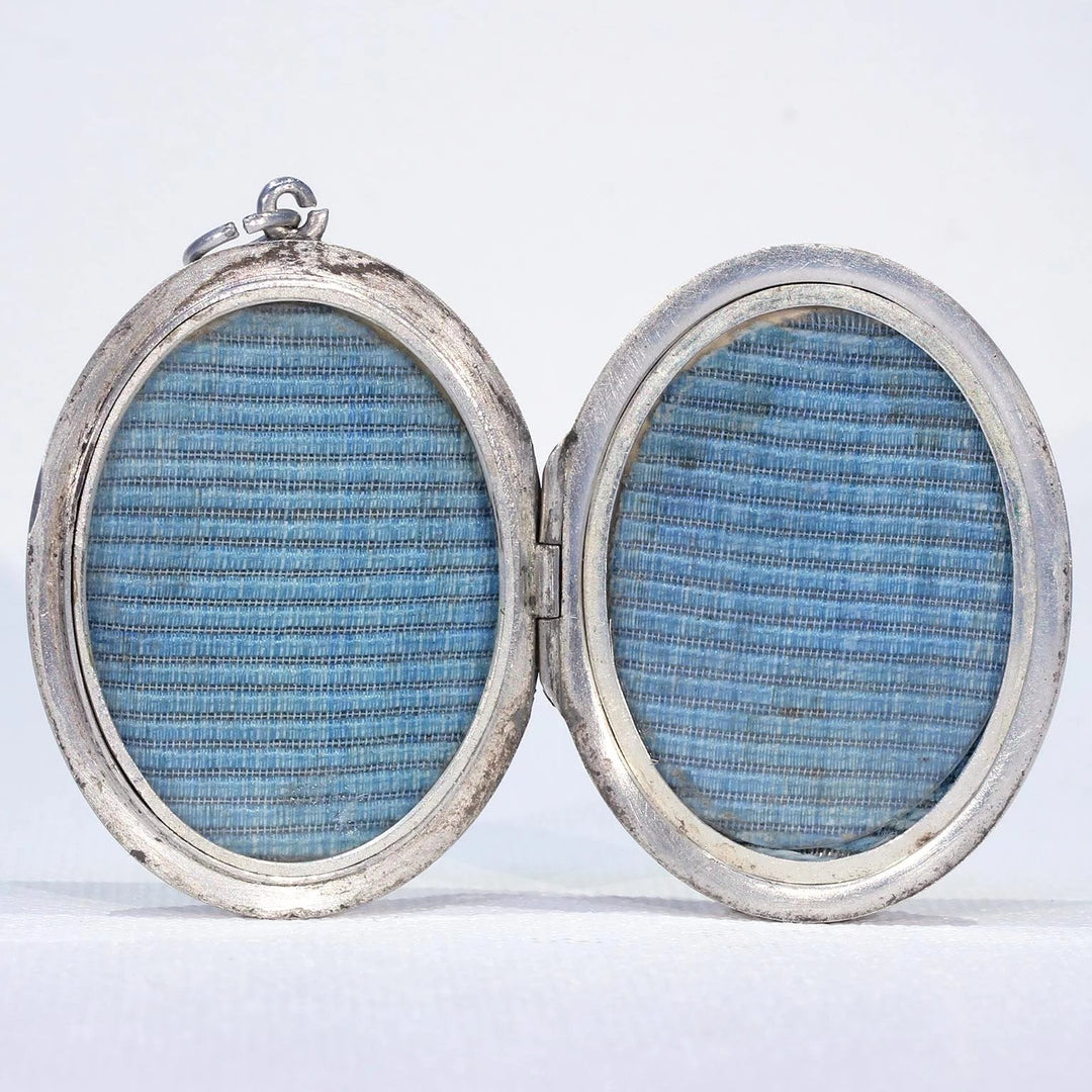 Victorian Silver Oval Mizpah Locket Pendant