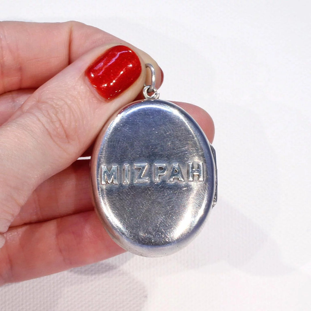 Victorian Silver Oval Mizpah Locket Pendant