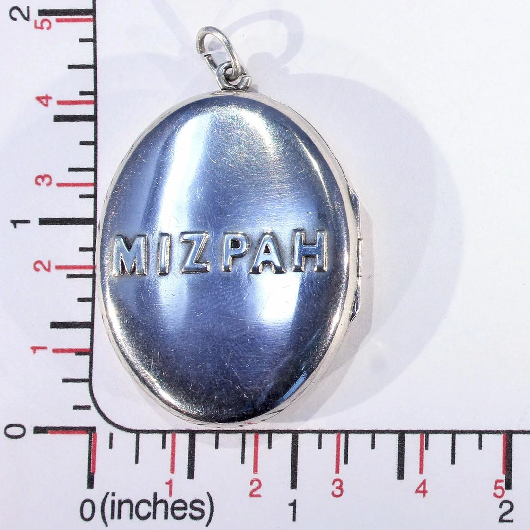 Victorian Silver Oval Mizpah Locket Pendant