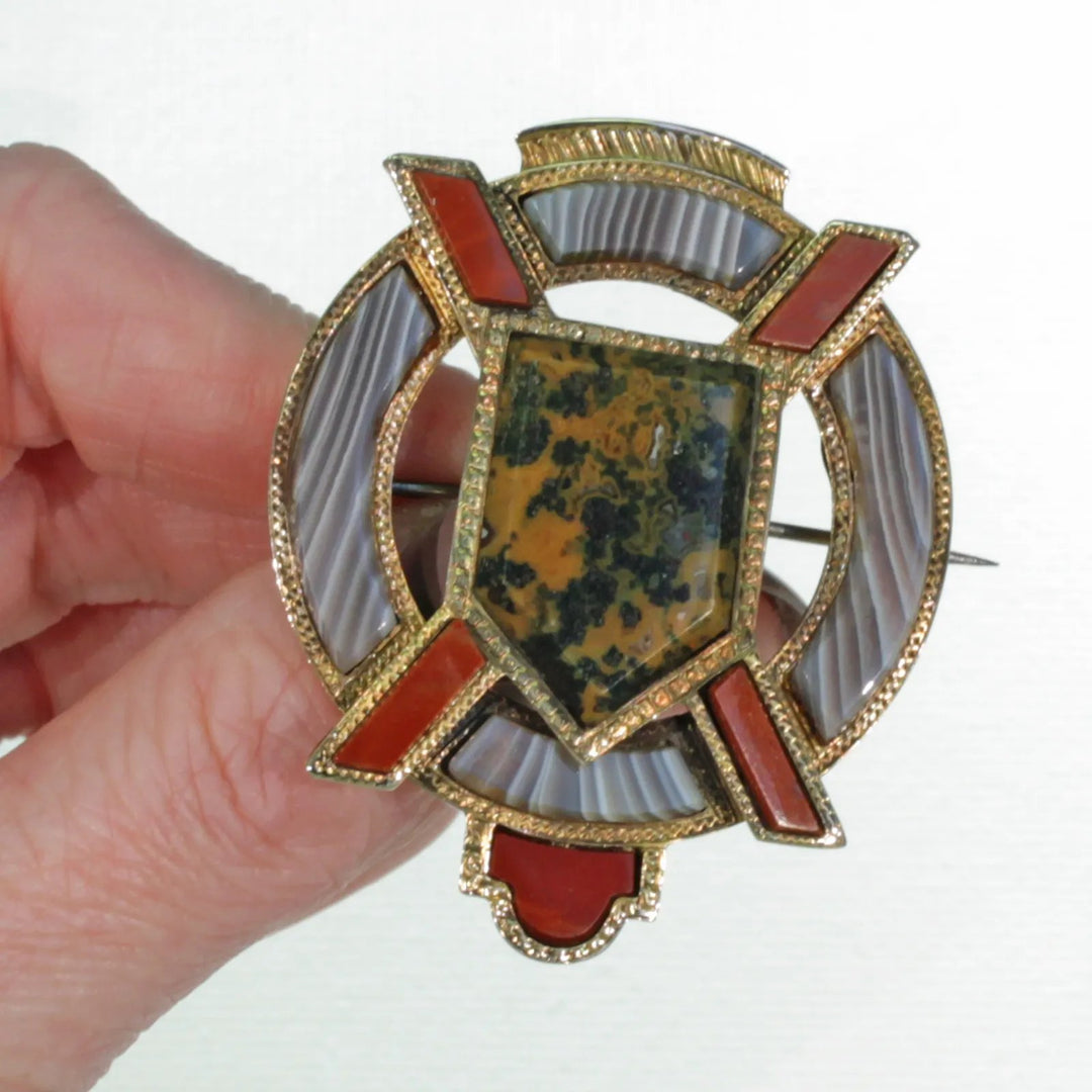 Victorian St. Andrews Cross Scottish Brooch Pin