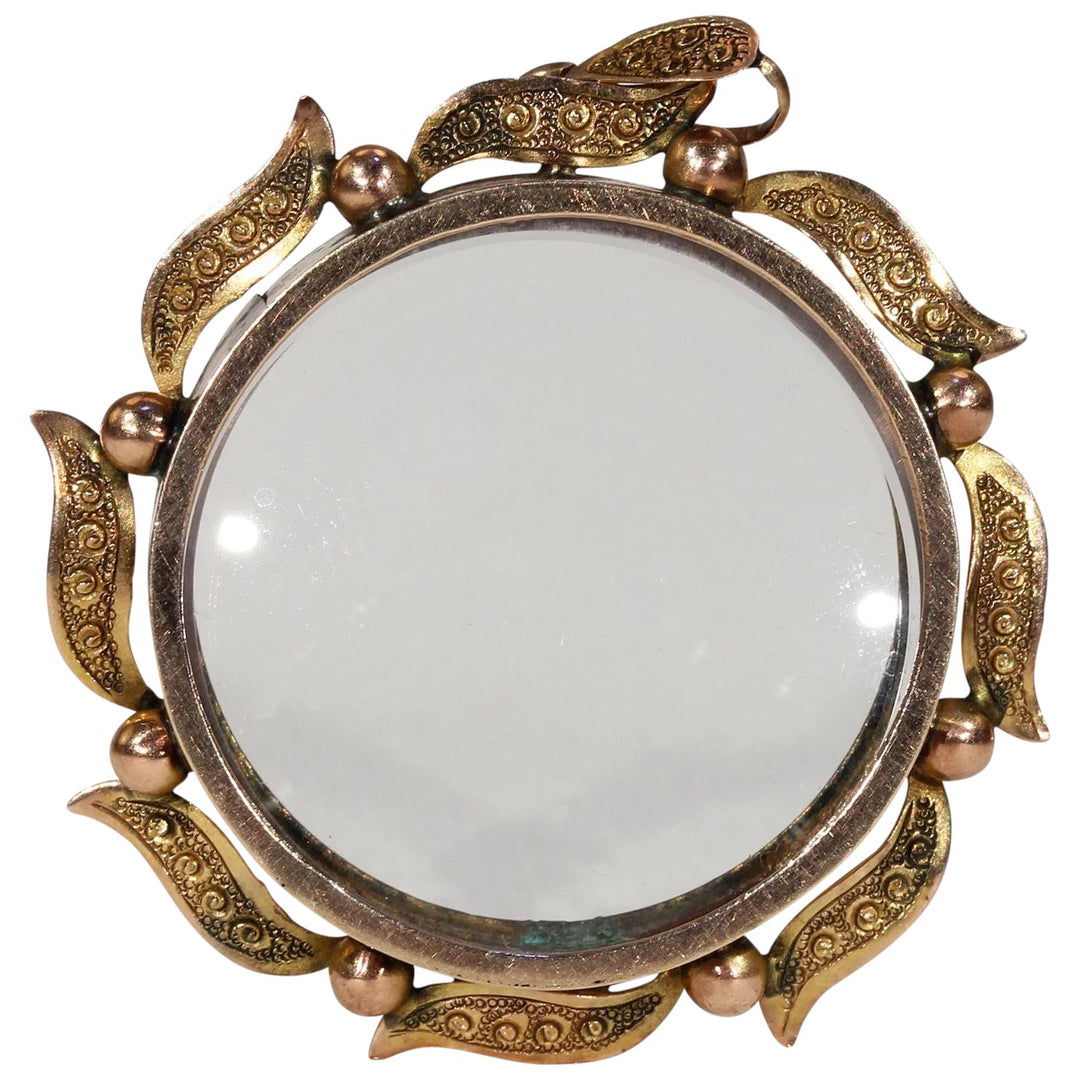 Victorian Sunburst Frame Locket Pendant 9k Gold English