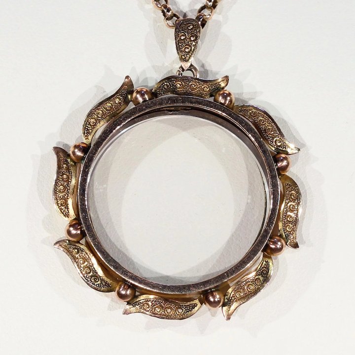 Victorian Sunburst Frame Locket Pendant 9k Gold English