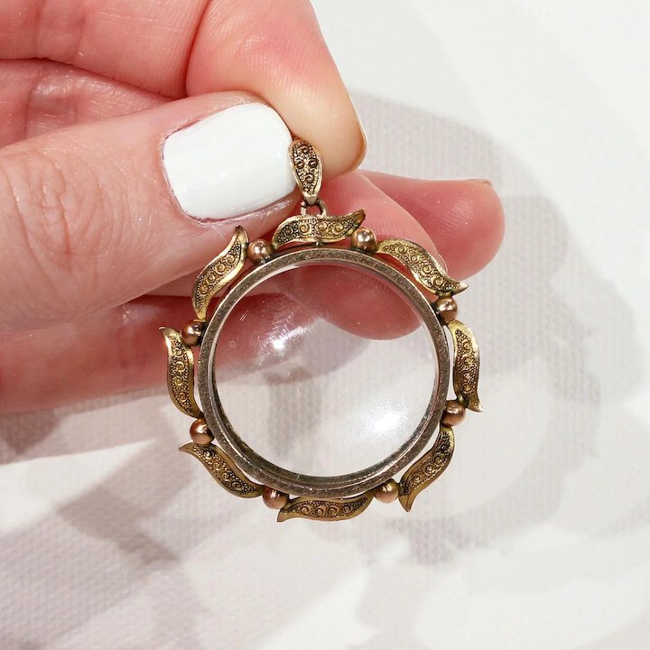 Victorian Sunburst Frame Locket Pendant 9k Gold English