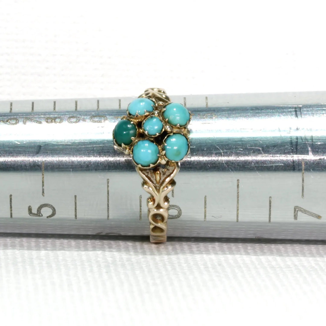 Victorian Turquoise Gold Forget Me Not Ring