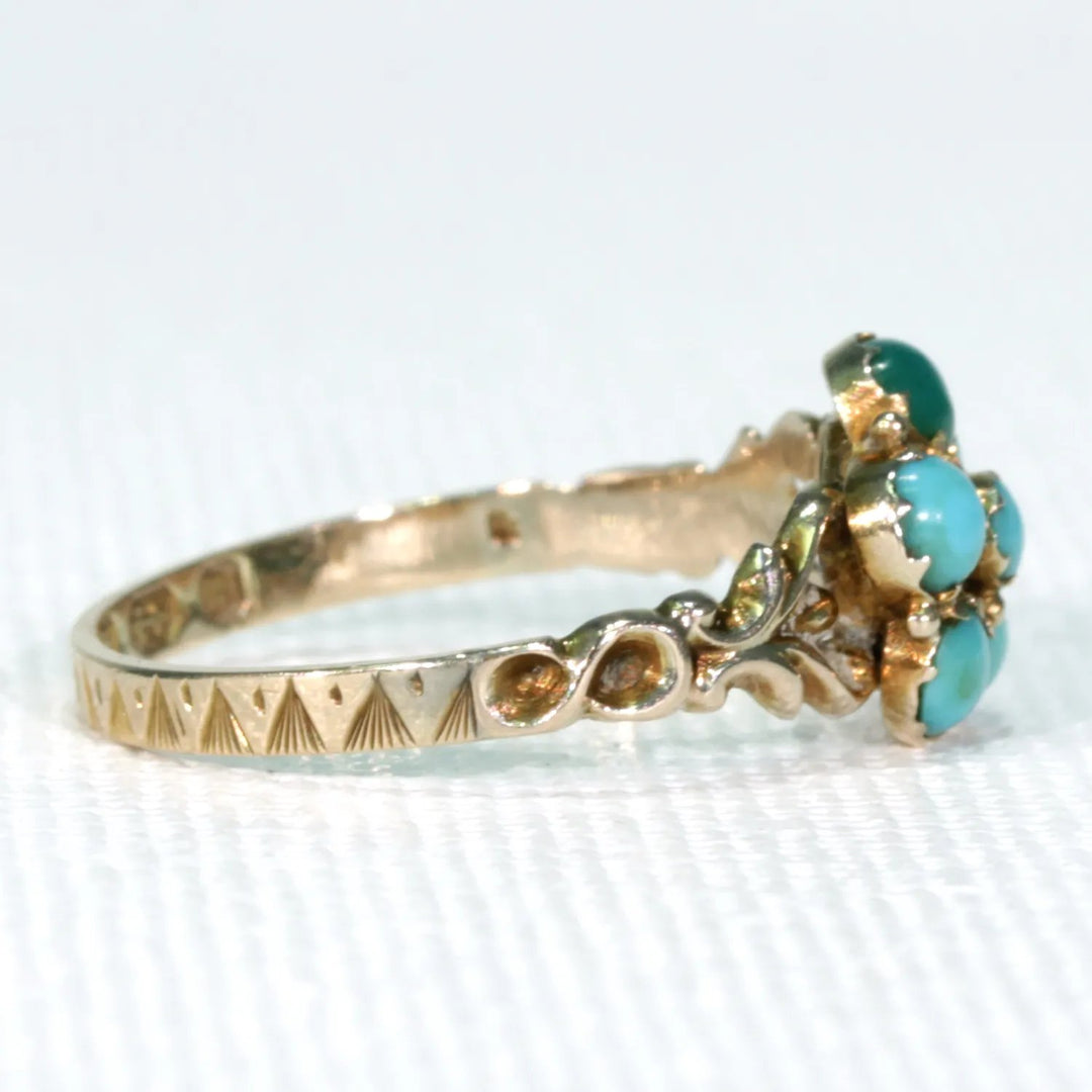 Victorian Turquoise Gold Forget Me Not Ring