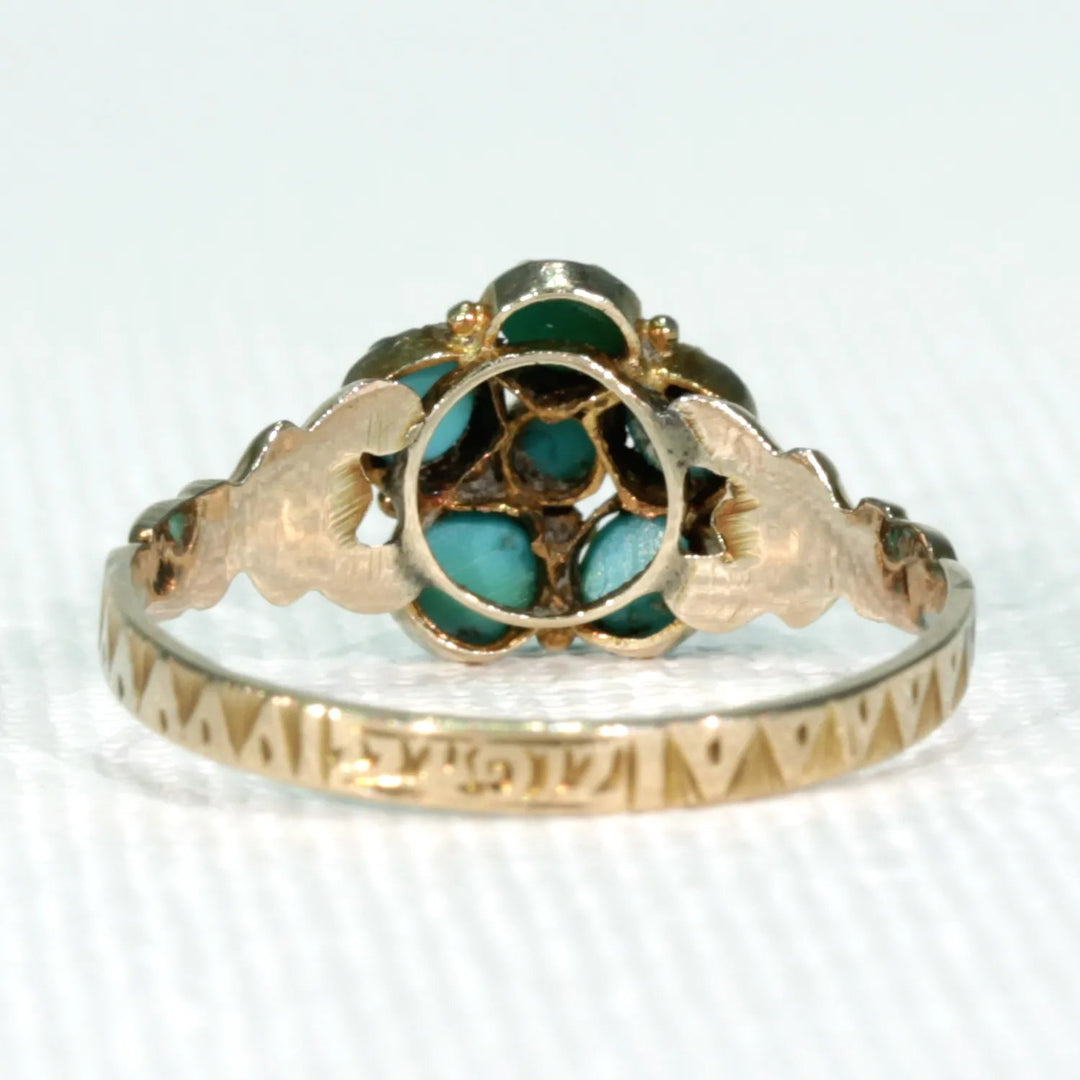 Victorian Turquoise Gold Forget Me Not Ring