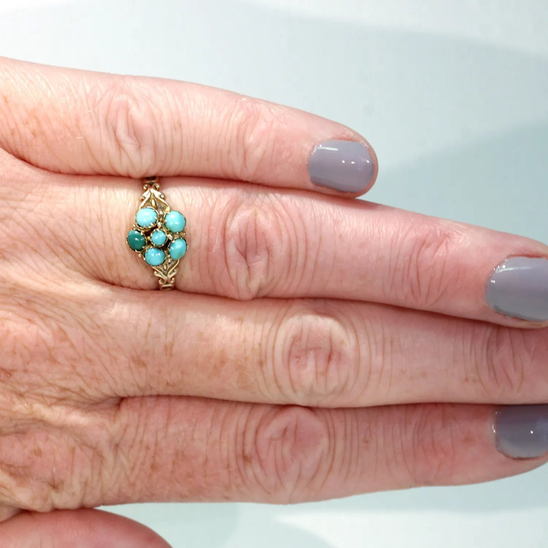 Victorian Turquoise Gold Forget Me Not Ring