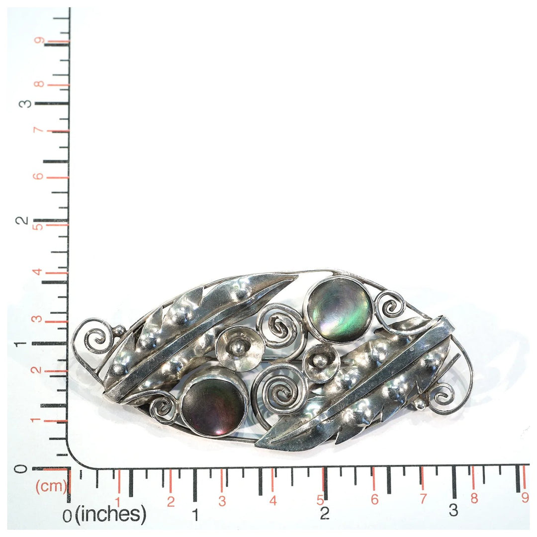 Vintage 1960s Silver Mother of Pearl Brooch