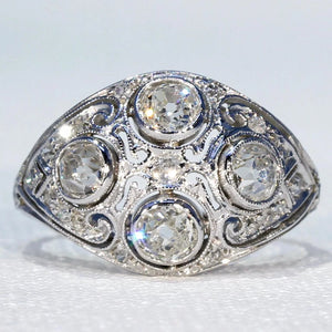 Vintage Art Deco Diamond Dome Ring in Platinum