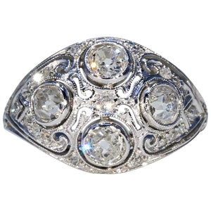 Vintage Art Deco Diamond Dome Ring in Platinum