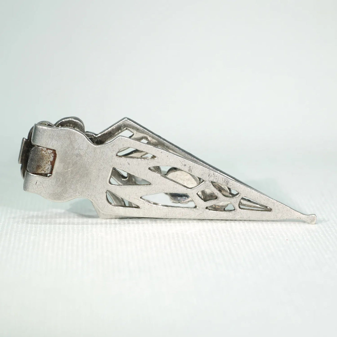 Vintage Art Deco Moonstone and Marcasite Dress Clip