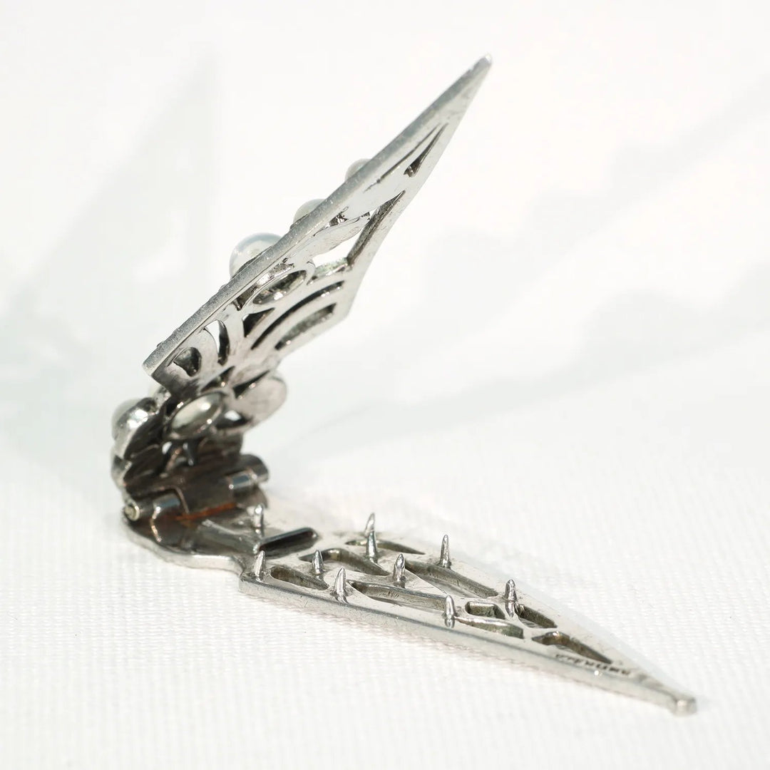 Vintage Art Deco Moonstone and Marcasite Dress Clip