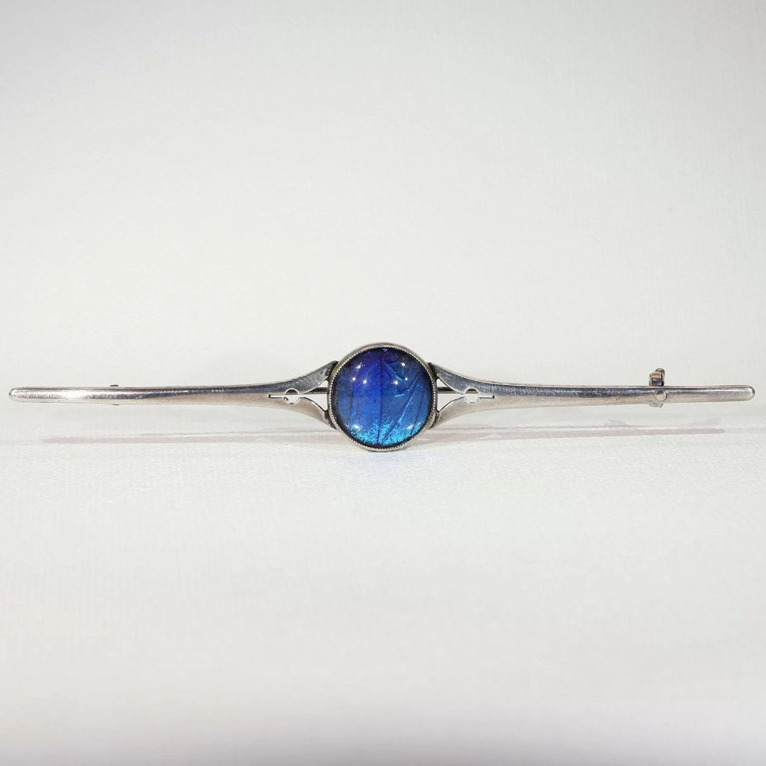 Vintage Art Deco Silver Butterfly Wing Bar Brooch Pin