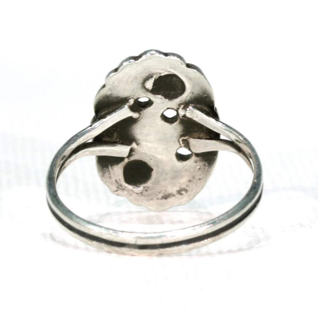 Vintage B. Instone Silver Blue Enameled Ring