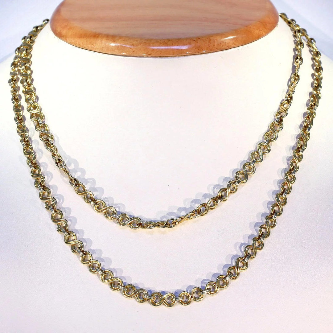 Vintage 18k Gold French Long Chain Necklace 34 inches