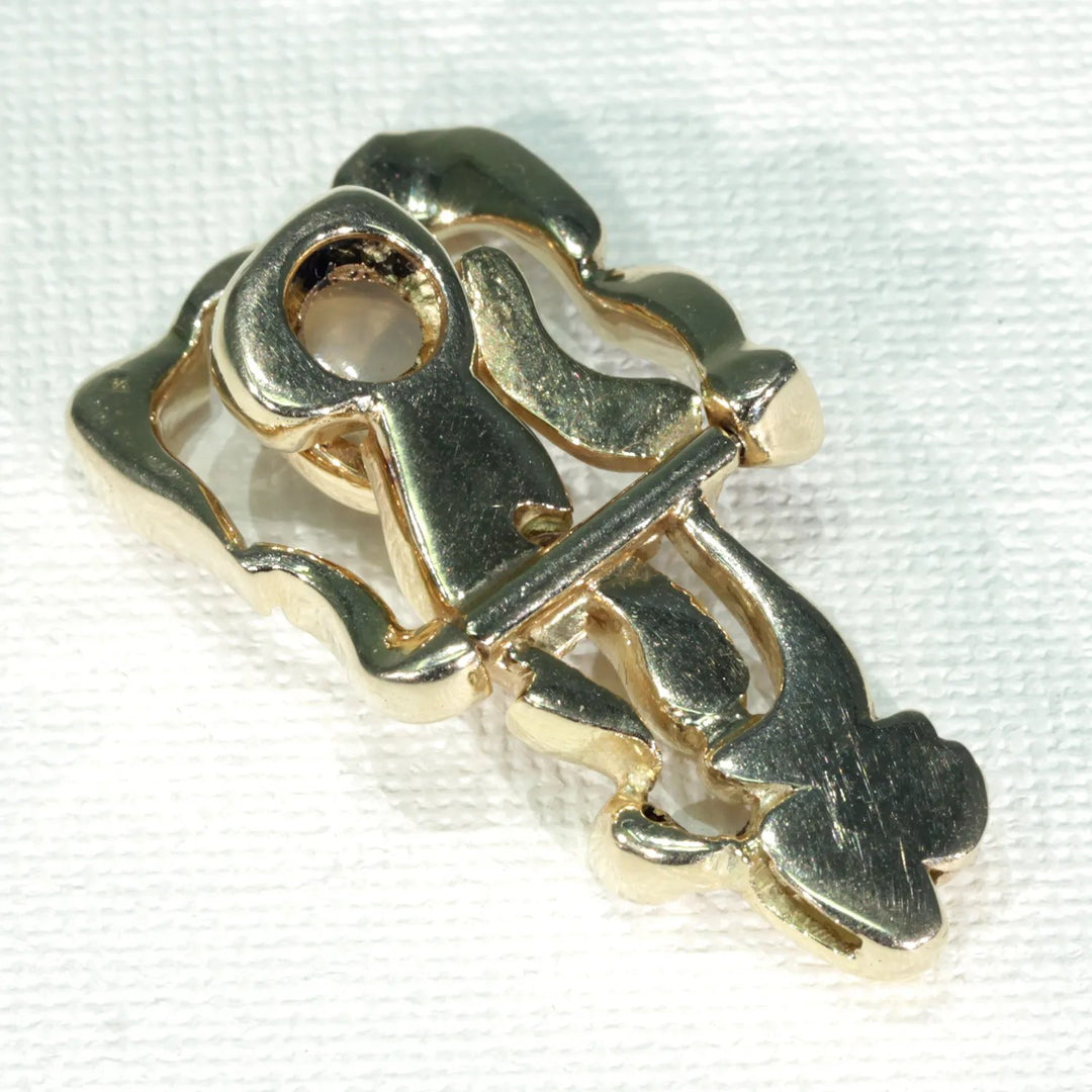 Vintage Impressionist Diamond Moonstone Ring Pendant 18k Gold French Designer