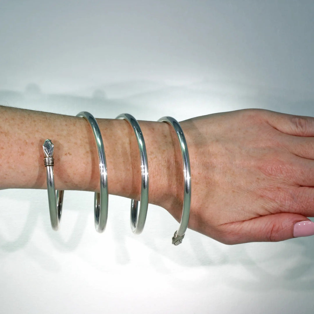 Vintage Mexican Silver Snake Bangle Bracelet Coil