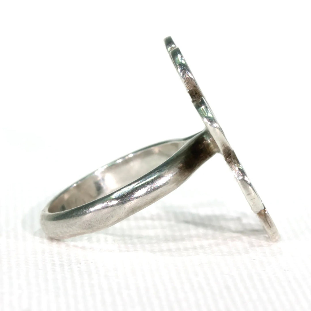 Vintage Norman Grant Purple Enamel Flower Ring Silver