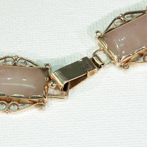 Vintage Retro 1950s Pink Quartz Gold Bracelet
