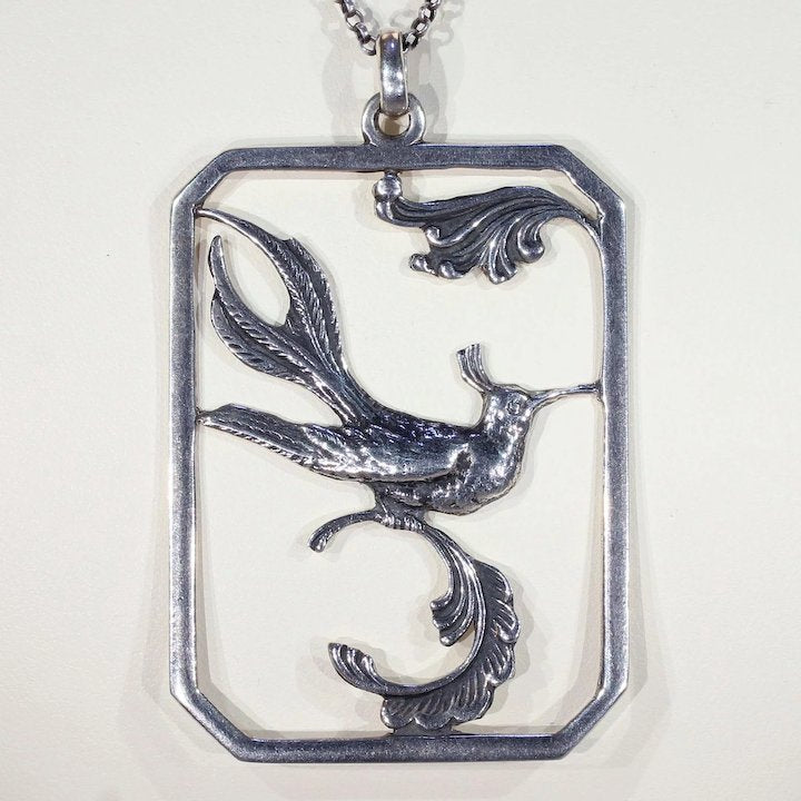 Vintage Silver Danish Bird of Paradise Pendant