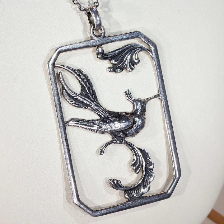 Vintage Silver Danish Bird of Paradise Pendant