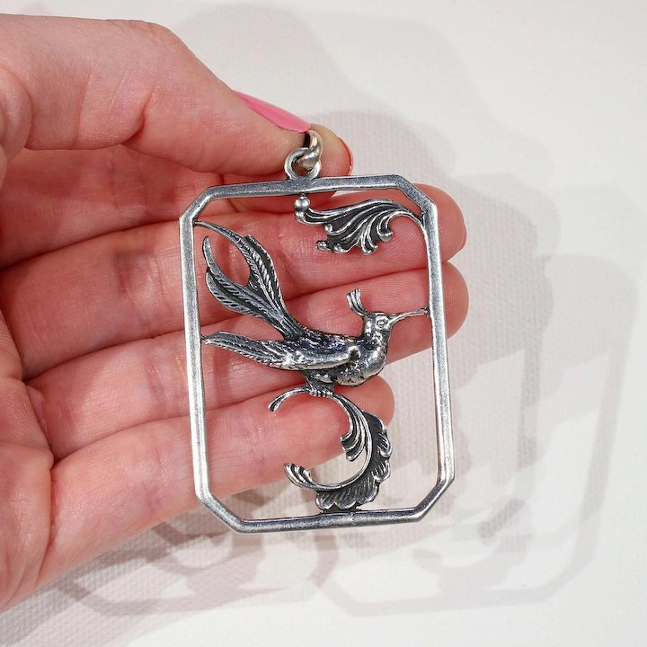 Vintage Silver Danish Bird of Paradise Pendant