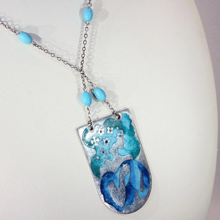 Vintage Silver Enamel Necklace