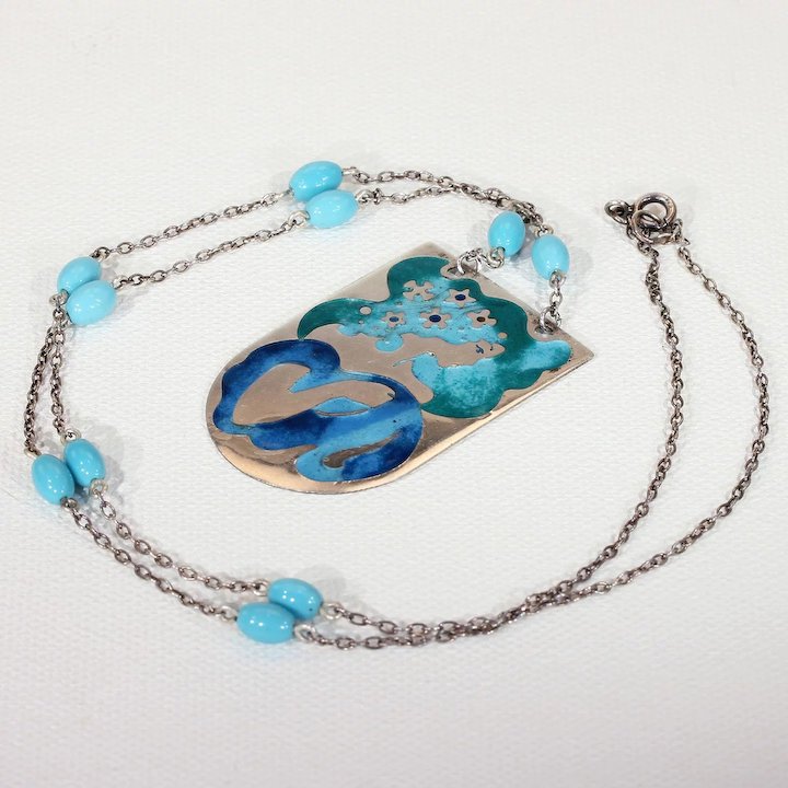 Vintage Silver Enamel Necklace
