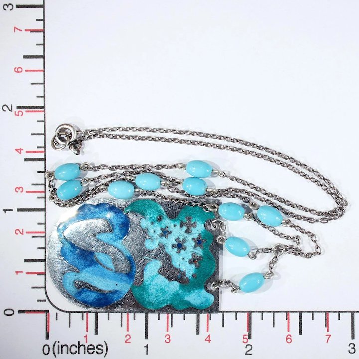 Vintage Silver Enamel Necklace