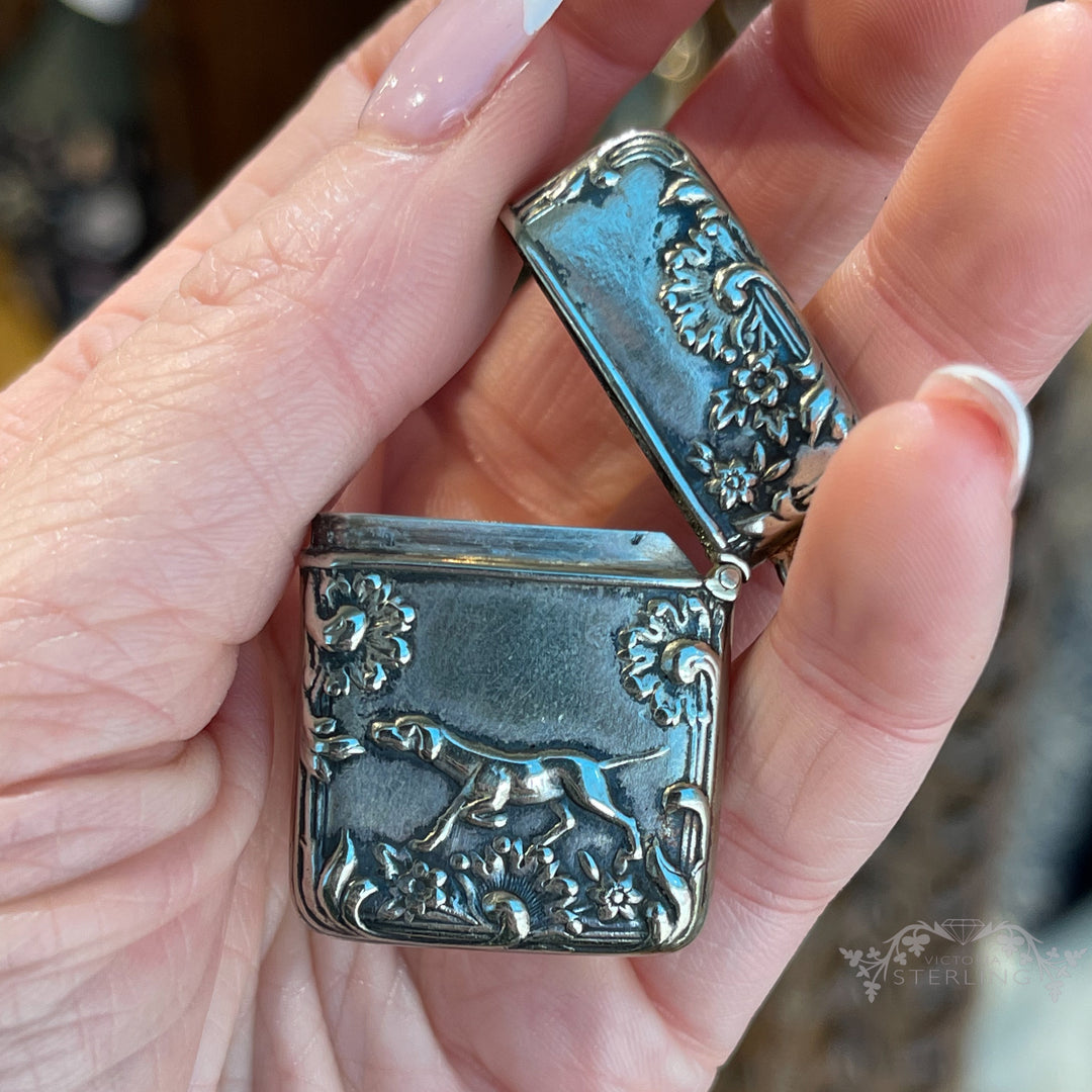 Antique Sterling Silver Stamp Box Pendant