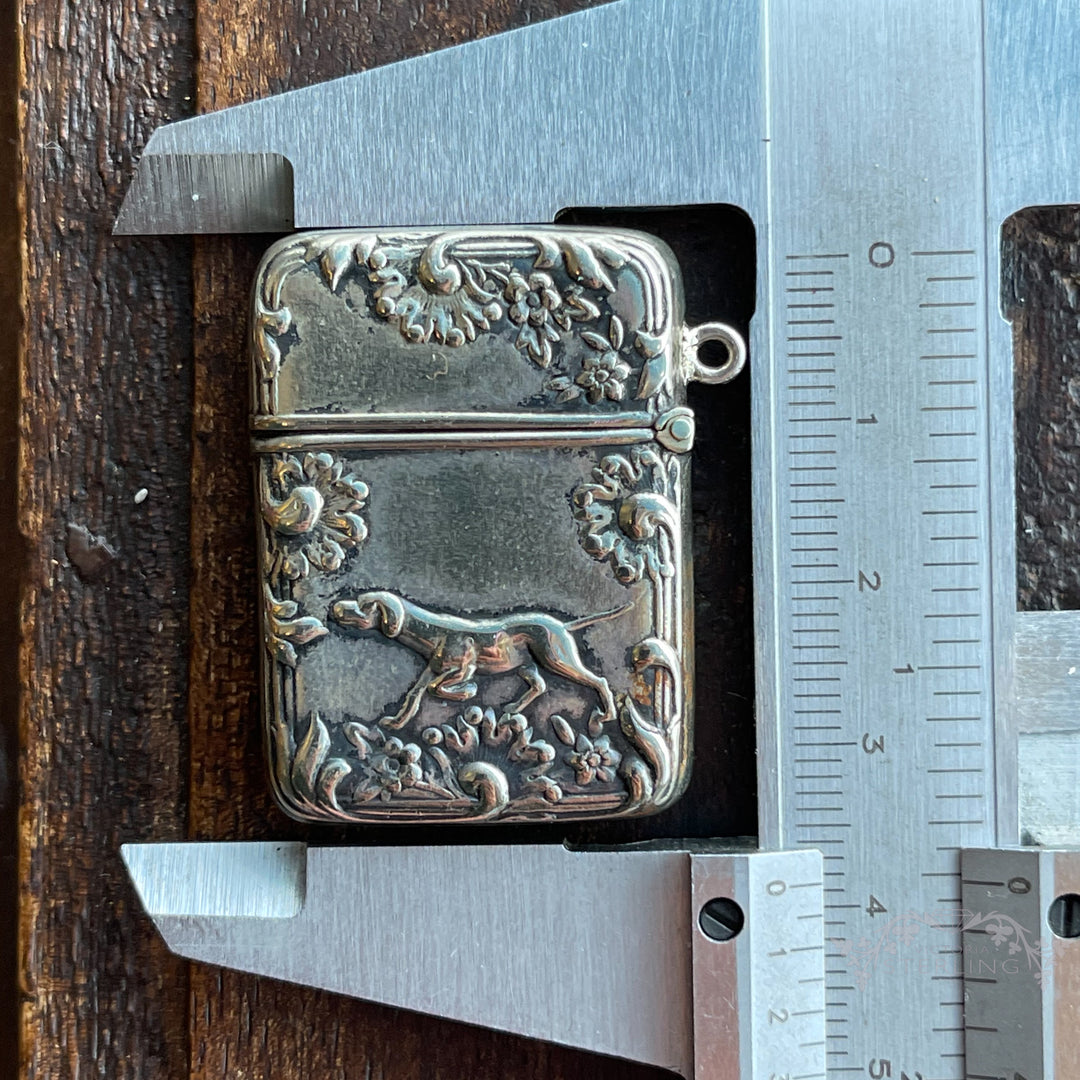 Antique Sterling Silver Stamp Box Pendant