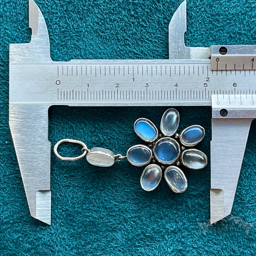 Antique Silver Moonstone Pendant Flower