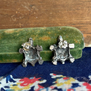 Vintage Silver Turtle Brooch and Earrings Set