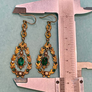 Austro-Hungarian Green Paste Silver Gilt Earrings