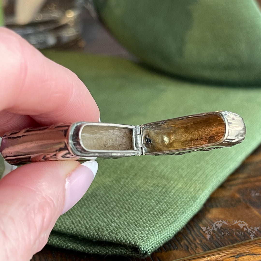 Antique Sterling Silver Stamp Box Pendant