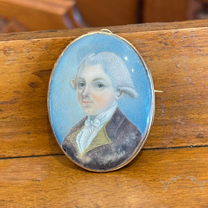 Georgian Gold Portrait Miniature Brooch Pendant