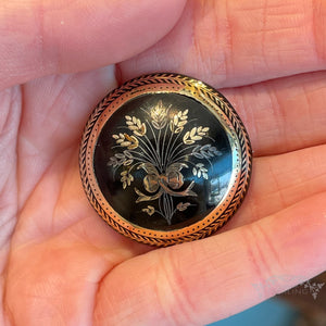 Victorian Pique Brooch Wheat Motif