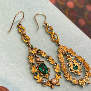 Austro-Hungarian Green Paste Silver Gilt Earrings