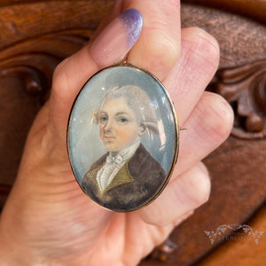 Georgian Gold Portrait Miniature Brooch Pendant