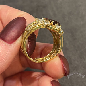 Antique French Citrine Diamond Cluster Ring 18k Gold