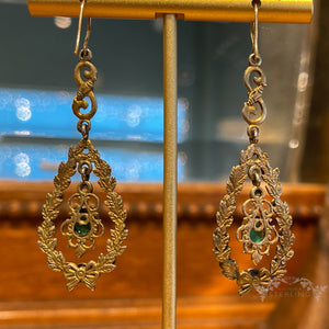 Austro-Hungarian Green Paste Silver Gilt Earrings