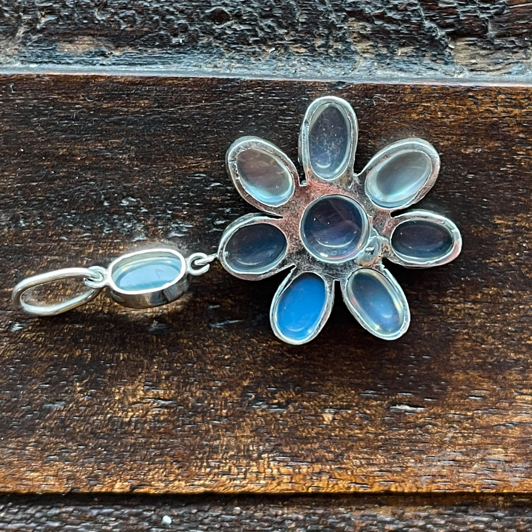 Antique Silver Moonstone Pendant Flower