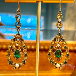 Austro-Hungarian Green Paste Silver Gilt Earrings