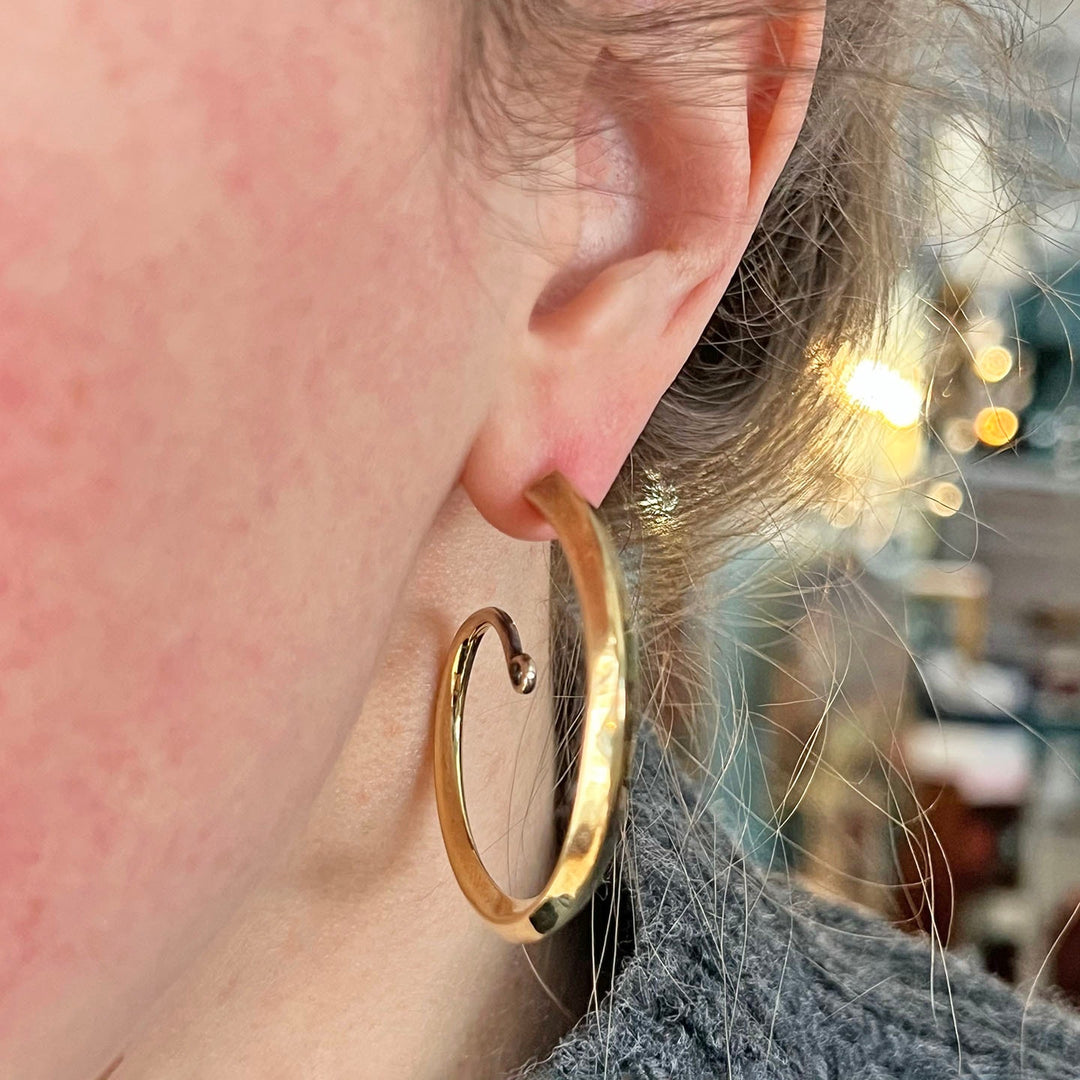 Vintage Sterling Silver Gilt Spiral Drop Earrings, London 1998