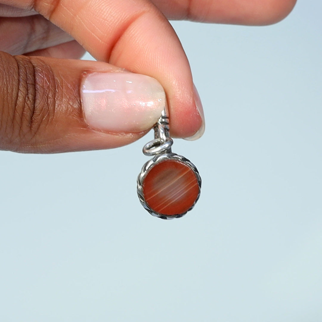 Victorian Silver Agate Dog Head Watch Key Pendant c.1890