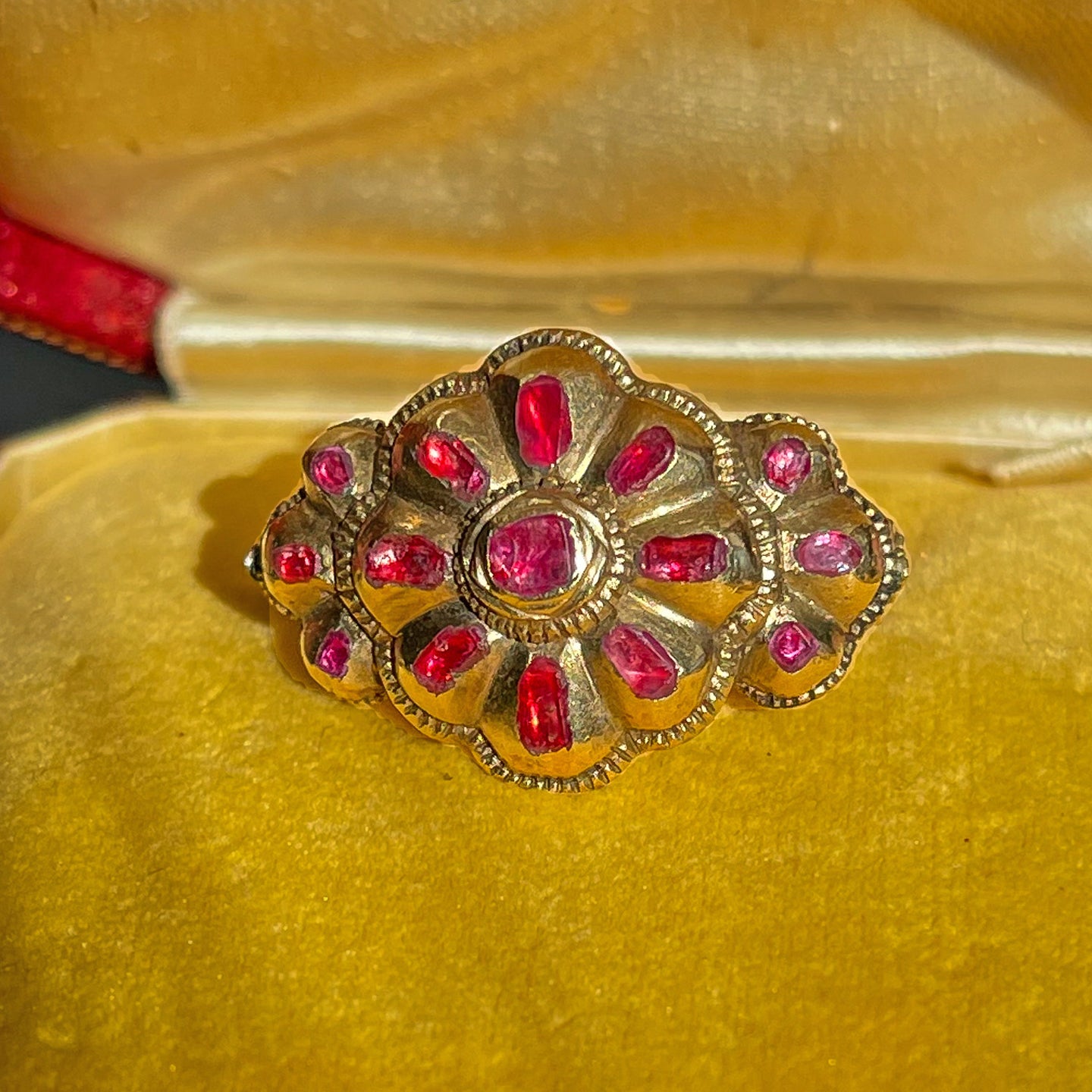 Rare Iberian 18th Century Ruby Spinel Ring 14k Gold