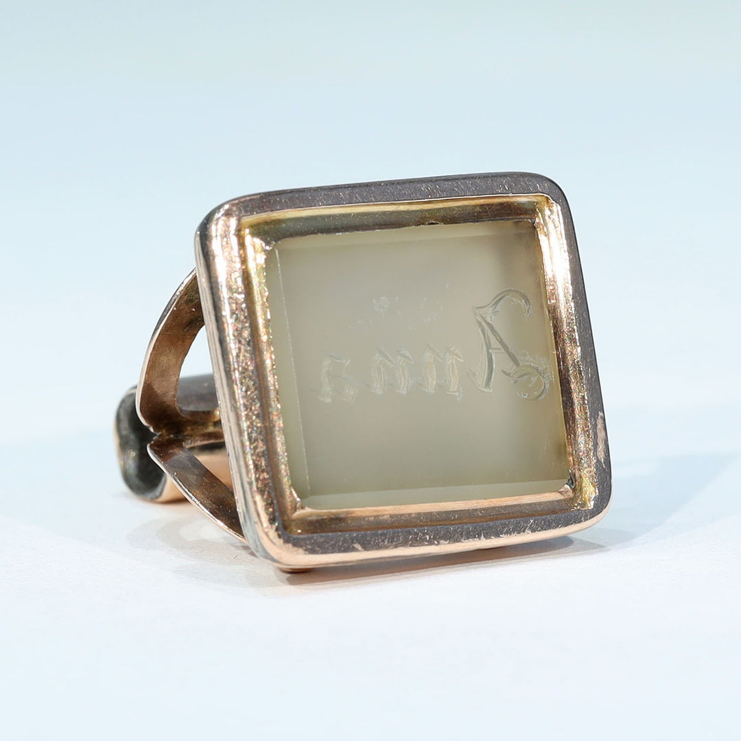 Antique Victorian Gold Chalcedony “Anna” Fob, circa 1850