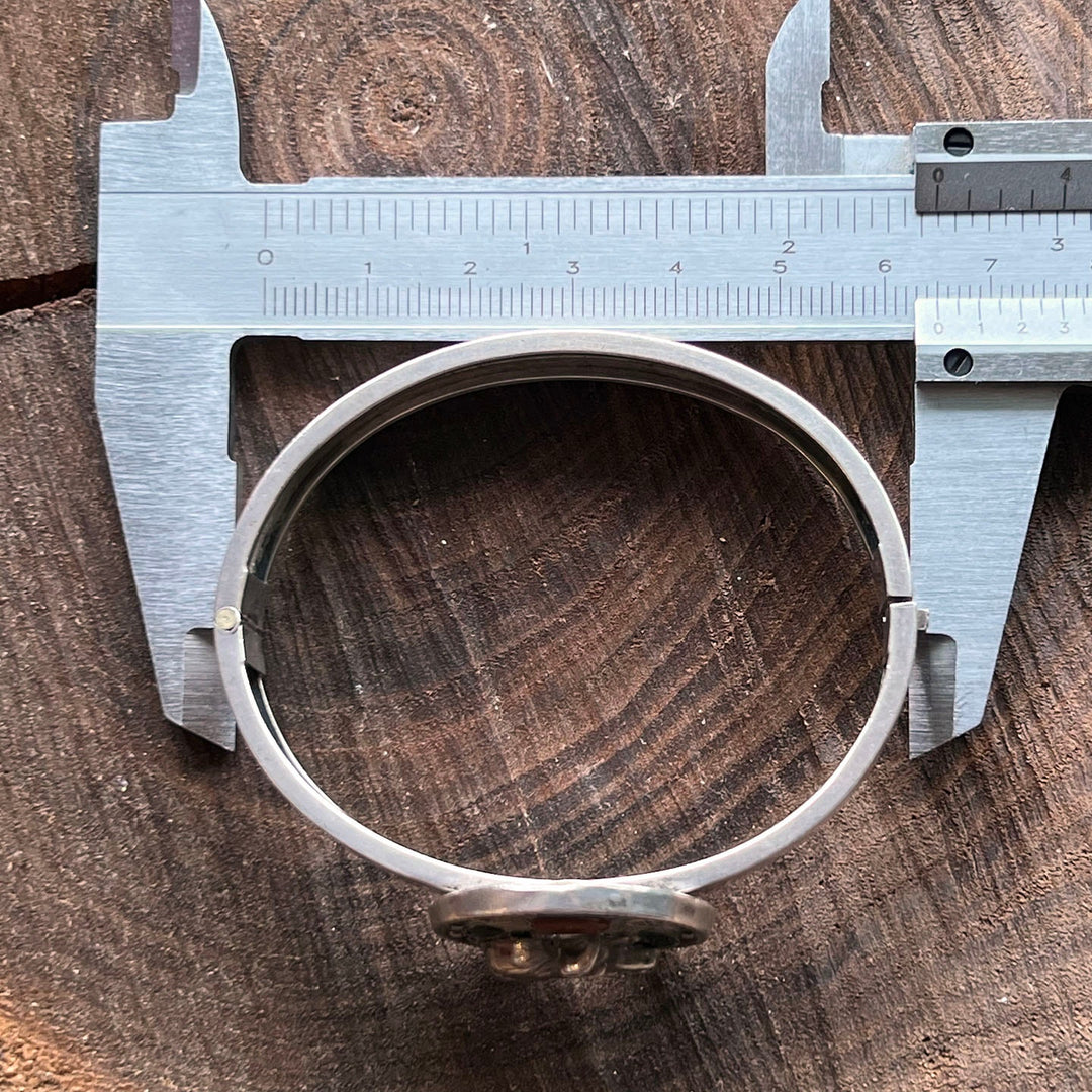 Victorian Scottish Silver Agate Bangle with Horseshoe and Horse Motif, Antique c. 1890